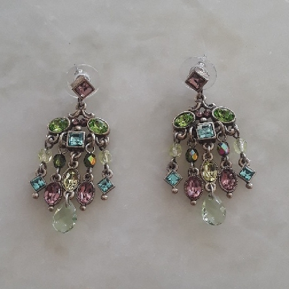 Sweet Romance Jewelry - Sweet Romance, Delicate Multicolor Gem Drop Earrings, Boutique 2005